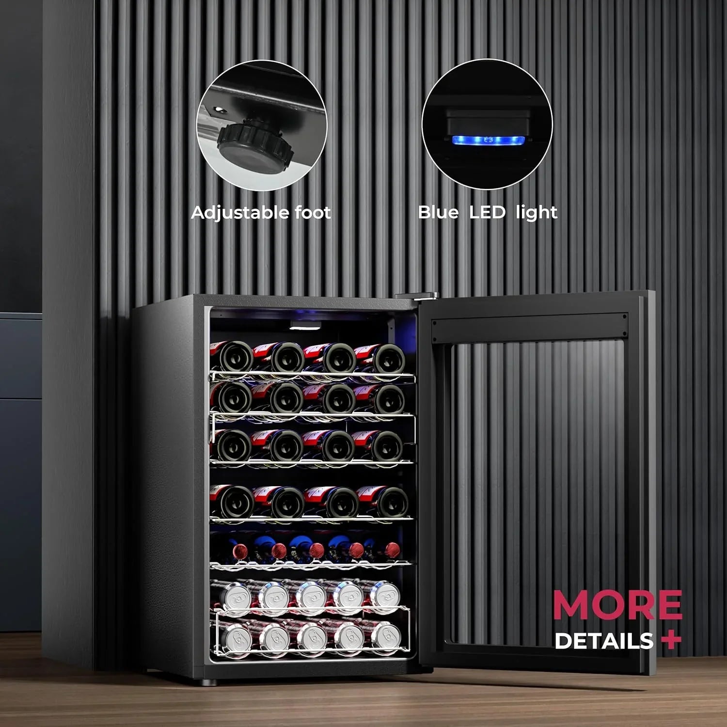 Beverage Refrigerator Cooler - 126 Can Mini Fridge with Glass Door for Soda Beer or Wine, Beverage Cooler for Home, Office, Bar with Adjustable Removable Shelves, Silver