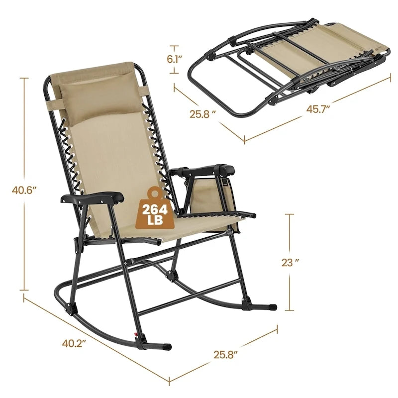 Yaheetech 2pcs 26in Rocking Chair Foldable Outdoor Lounge Chair