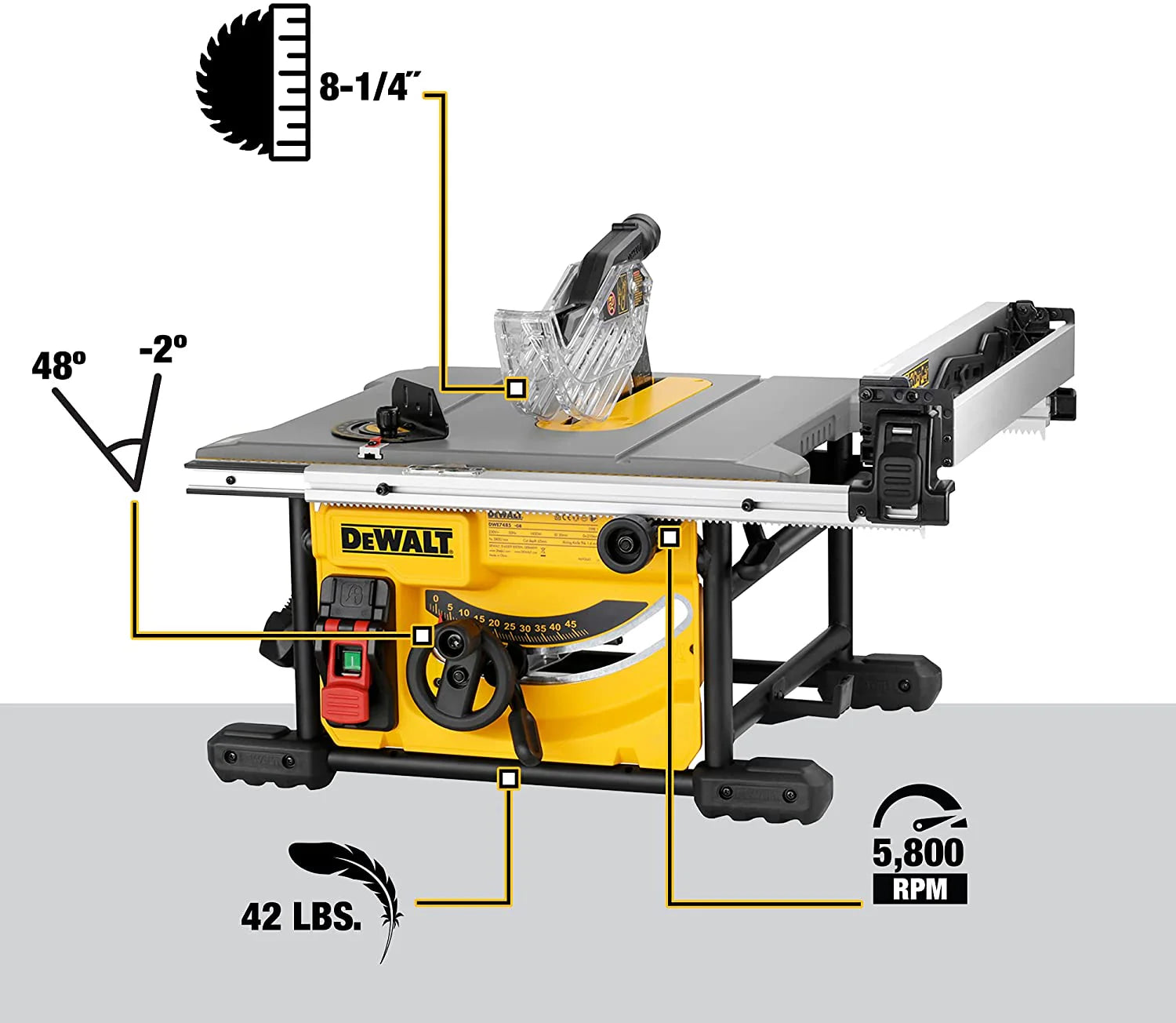 Table Saw for Jobsite, Compact, 8-1/4-Inch (DWE7485)