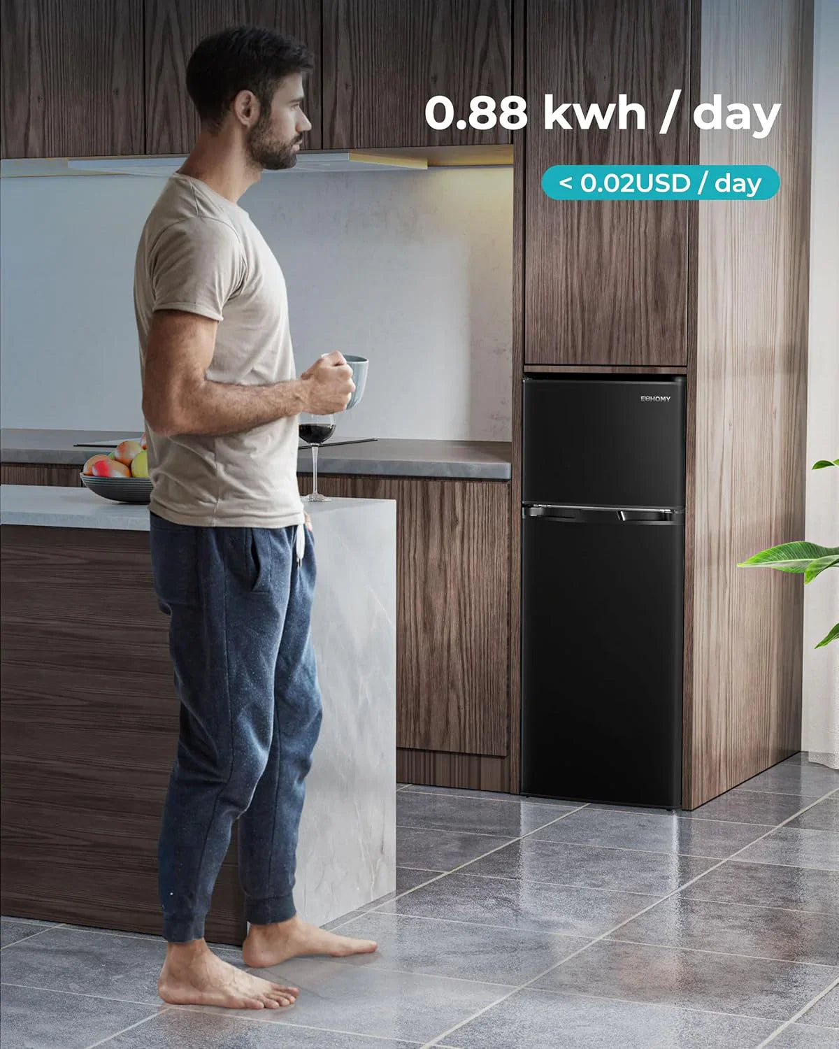 EUHOMY 3.2 Cu.Ft Mini Fridge with Freezer �� 2-Door Compact Refrigerator for Bedroom, Dorm, Office or Apartment, Silver