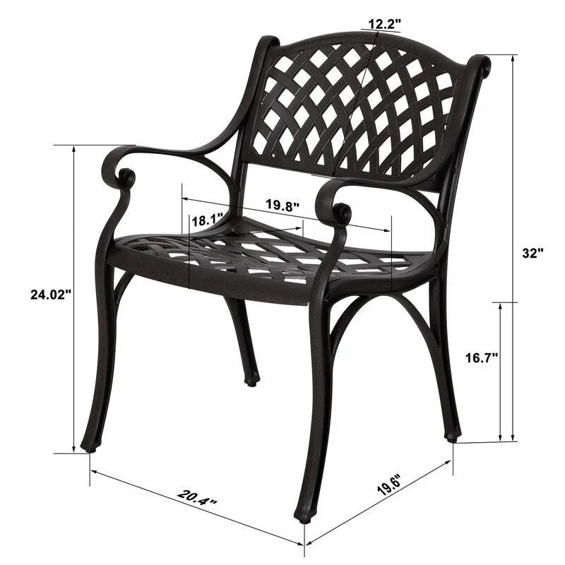 Outdoor 2 Piece Cast Aluminum Bistro Chairs