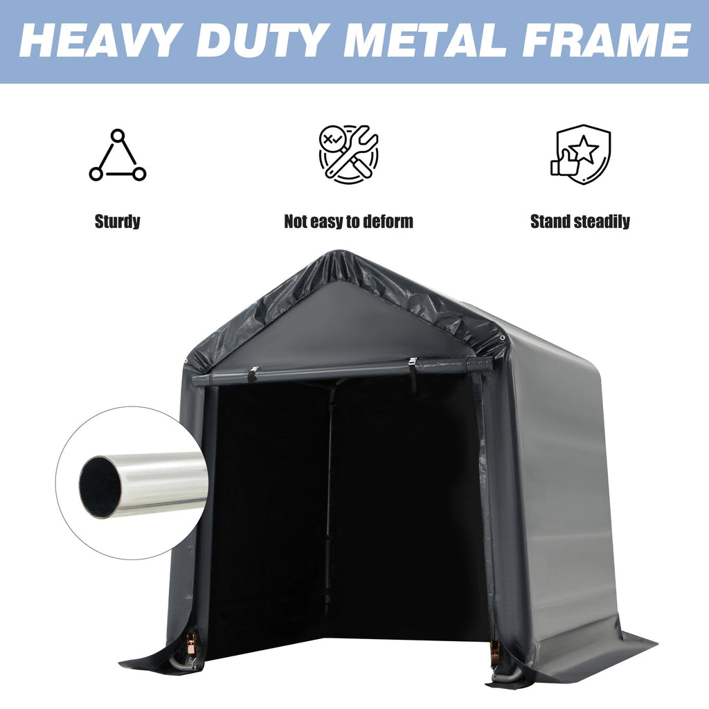Outdoor Storage Shed and Carport Canopy: Portable Shelter for Bikes, Motorcycles, and Garden Storage