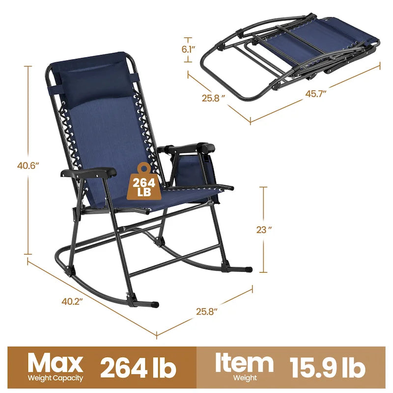 Yaheetech 2pcs 26in Rocking Chair Foldable Outdoor Lounge Chair