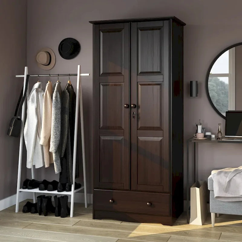 Palace Imports 100% Solid Wood Flexible Wardrobe Armoire with Metal or Wooden Knobs