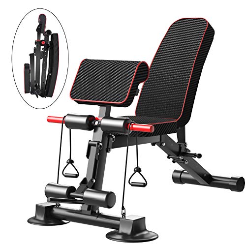 Adjustable Weight Bench - Utility Weight Benches for Full Body Workout, Foldable Flat