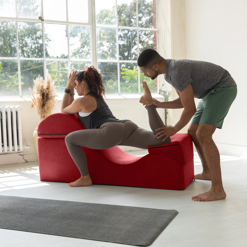 Avana Kami Convertible Chaise / Yoga & Massage - 2-In-1 Ottoman with Concealed Fold Out Yoga Lounge Chair, Microvelvet - N/A