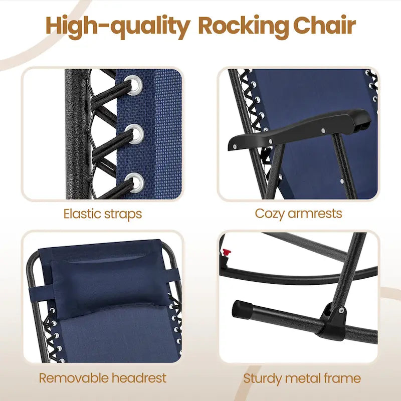 Yaheetech 2pcs 26in Rocking Chair Foldable Outdoor Lounge Chair