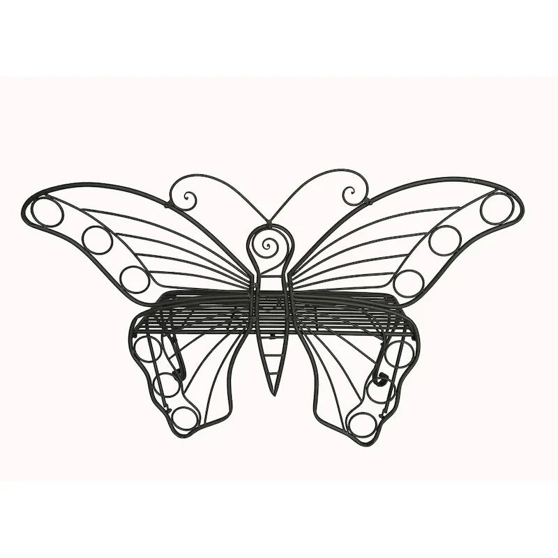 Antique Black Metal Butterfly Bench