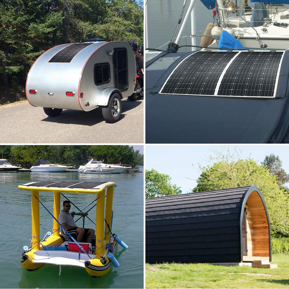 160 Watt 12 Volt Extremely Flexible Monocrystalline Solar Panel �� Ultra Lightweight, Ultra Thin, Up to 248 Degree Arc, for RV, Boats, Roofs, Uneven Surfaces