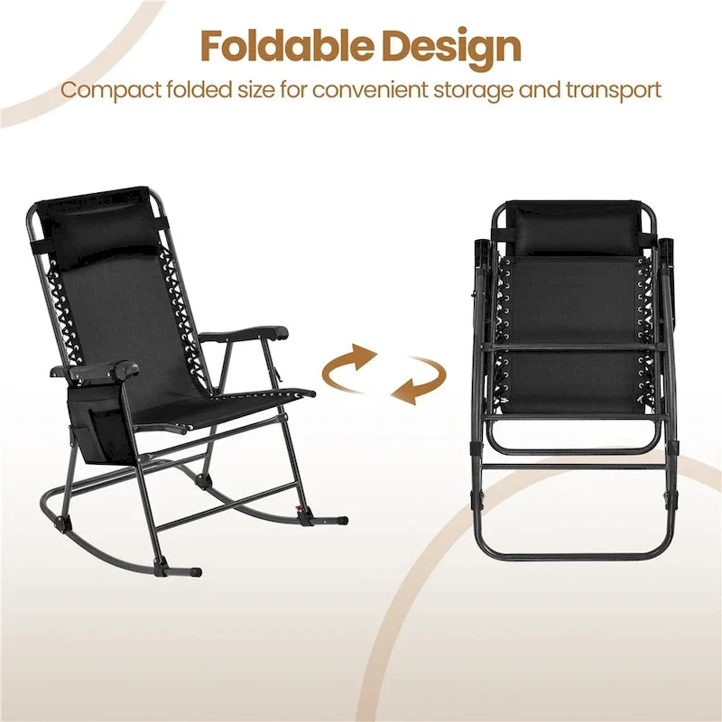 Yaheetech 2pcs 26in Rocking Chair Foldable Outdoor Lounge Chair