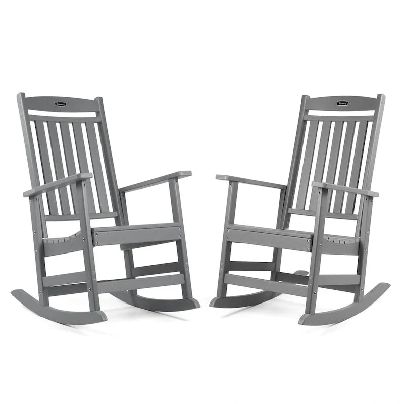 Vrakae All Weather Outdoor High Back Rocking Chair Set of 2