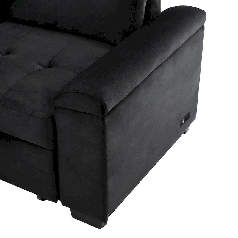 84.75  L-Shaped 5-Seat Sleeper Sectional Sofa with Storage Ottoman, Hidden Arm Storage, and USB Charging for Living Room