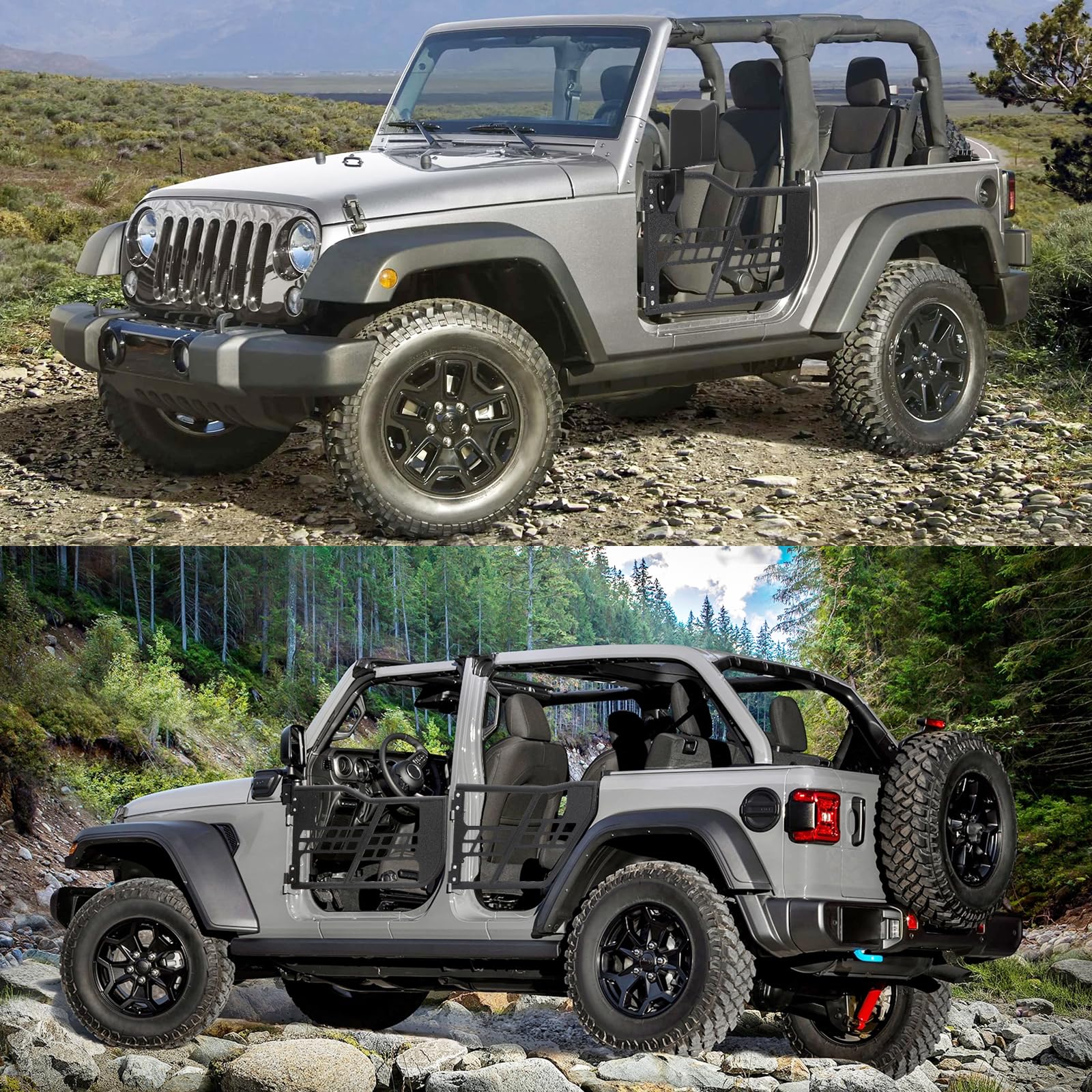 Off Road Safari Tubular Doors Compatible with 2018-2023 Wrangler JL 4 Door �� Set of 4 Fat Tube Half Doors for Adventure