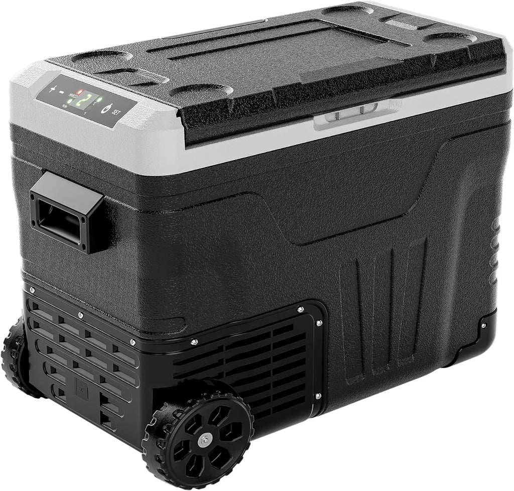 12 Volt Refrigerator, 53QT(50L) Electric Cooler, Portable Freezer 12V/24V DC 110-240V AC, 12V Fridge -4��~68��, 12V Cooler with Wheels & 2 Baskets for Travel, Truck, Boat, Camping