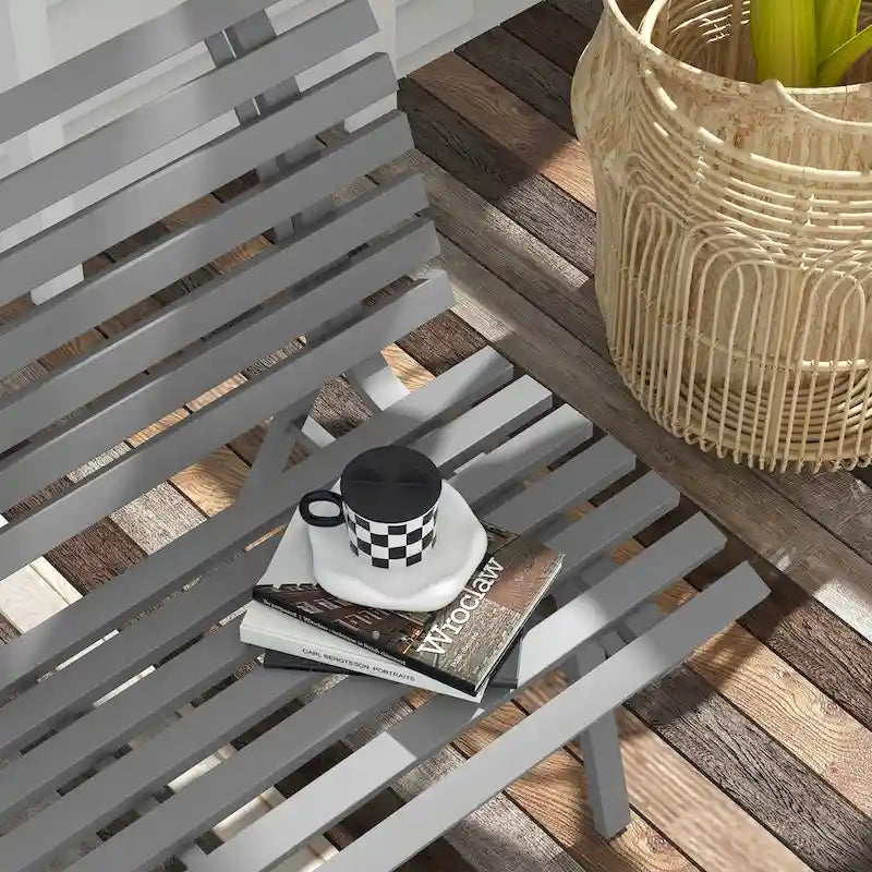 Outsunny 48.5 Garden Bench, Outdoor Patio Bench, Lightweight Aluminum Park Bench with Slatted Seat