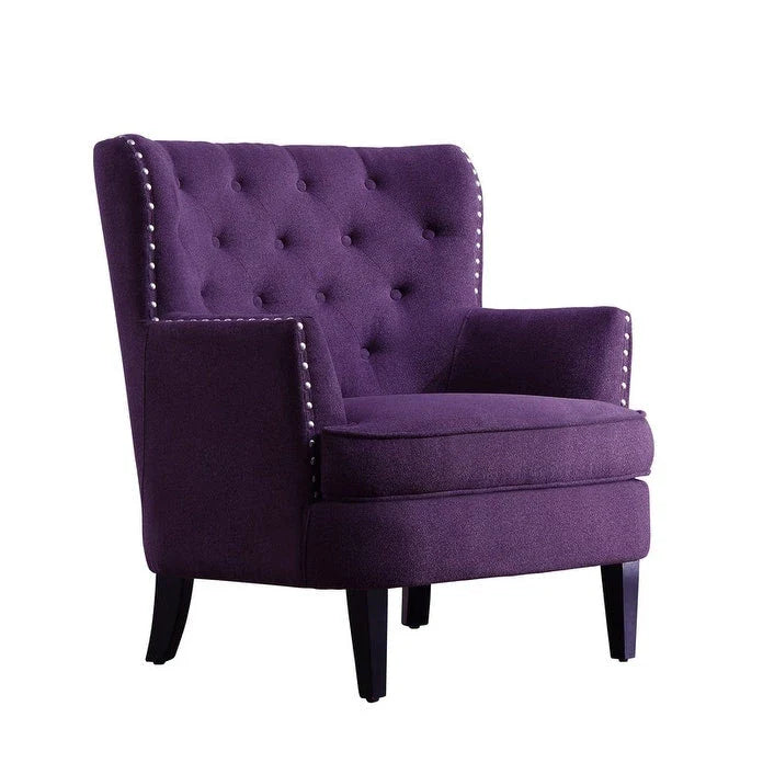 Moser Bay Mignon Velvet / Linen 30  Wide Tufted Wingback Accent Chair