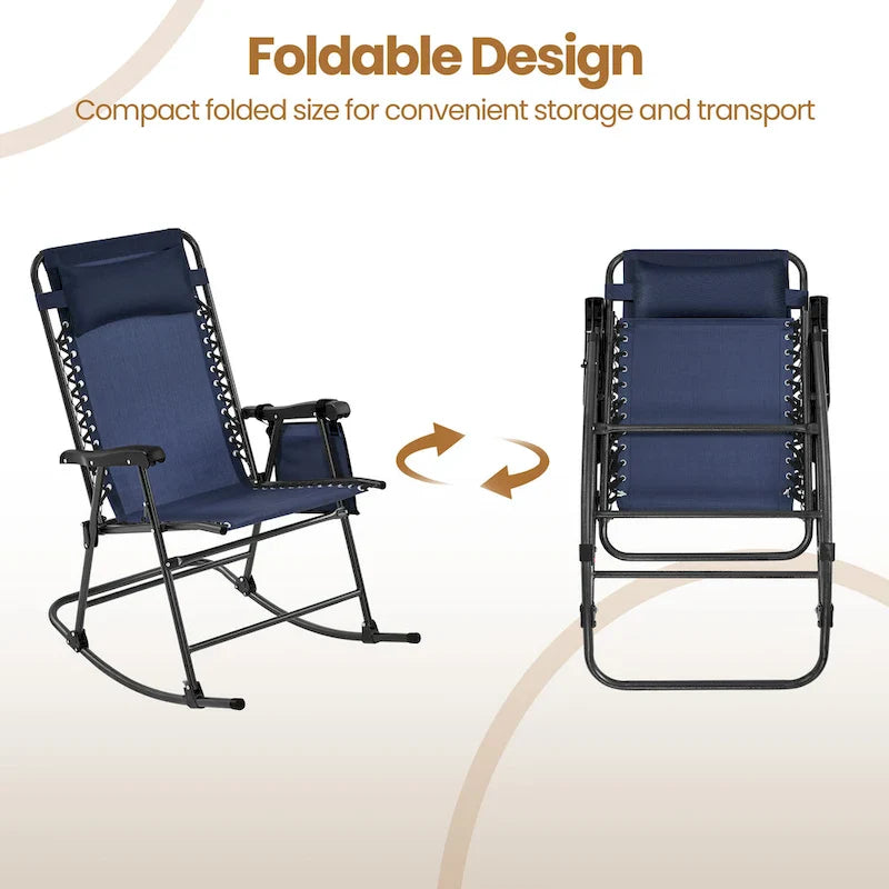 Yaheetech 2pcs 26in Rocking Chair Foldable Outdoor Lounge Chair