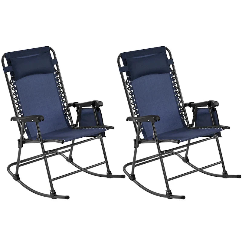 Yaheetech 2pcs 26in Rocking Chair Foldable Outdoor Lounge Chair