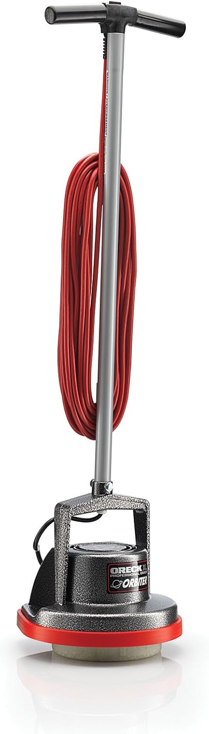 Commercial Orbiter Hard Floor Cleaner Machine, Multi-Purpose Floor Cleaning, Random Orbital Drive, Wide Cleaning Path, 50-Foot Long Cord, ORB550MC, Gray/Red-Oreck