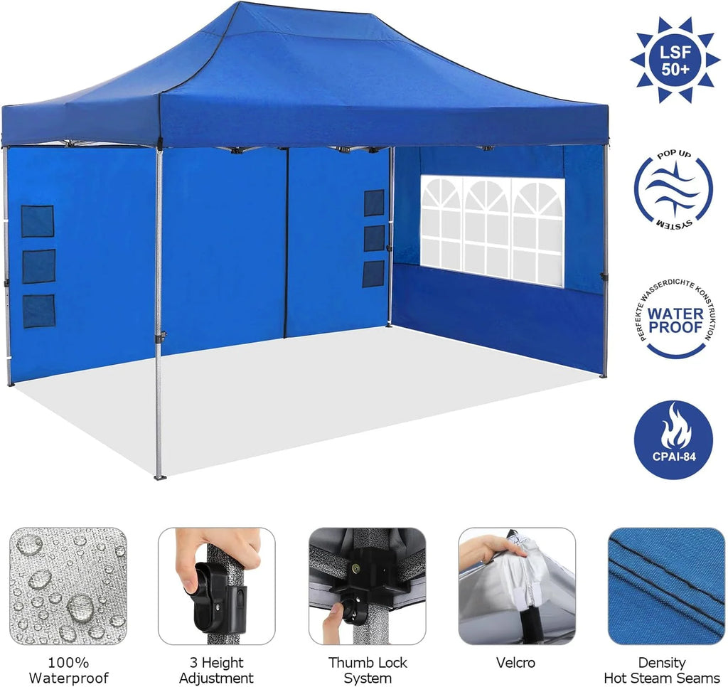 COBIZI 10x20 Heavy Duty Pop up Canopy Tent with 6 sidewalls Easy Up Commercial Outdoor Canopy Wedding Party Tents for Parties All Season Wind & Waterproof Gazebo with Roller Bag,Black(Frame Thickened)