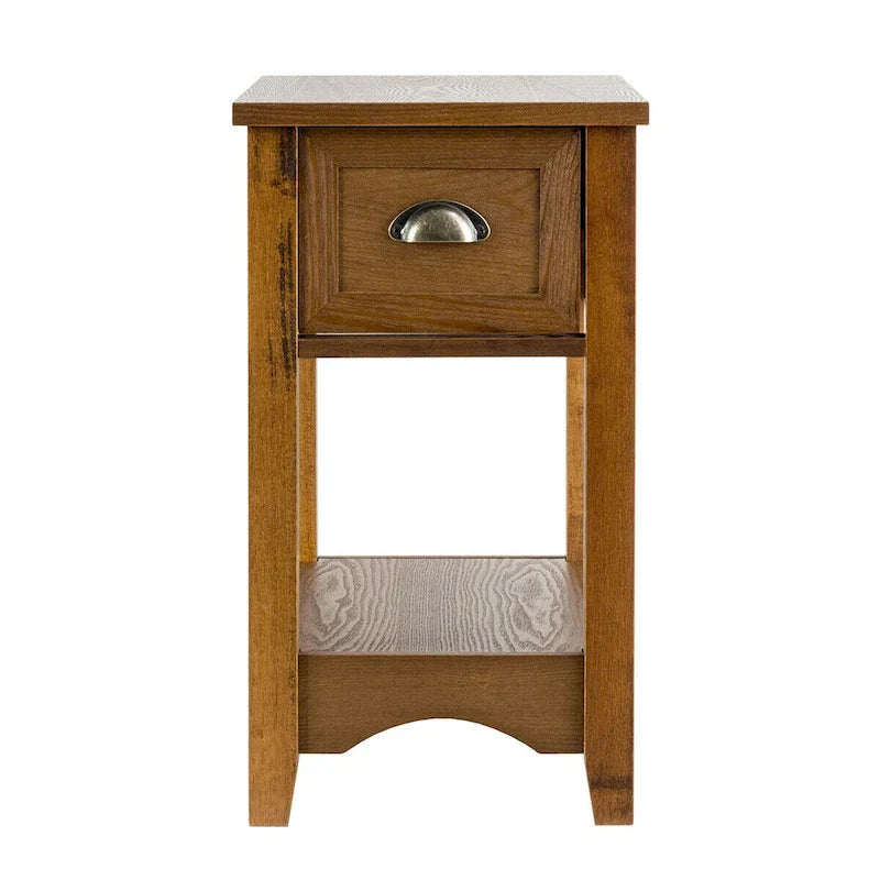 Gymax Set of 2 Contemporary Side End Table Compact Table w/ Drawer - 13 X 22 X 23 (L X W X H)