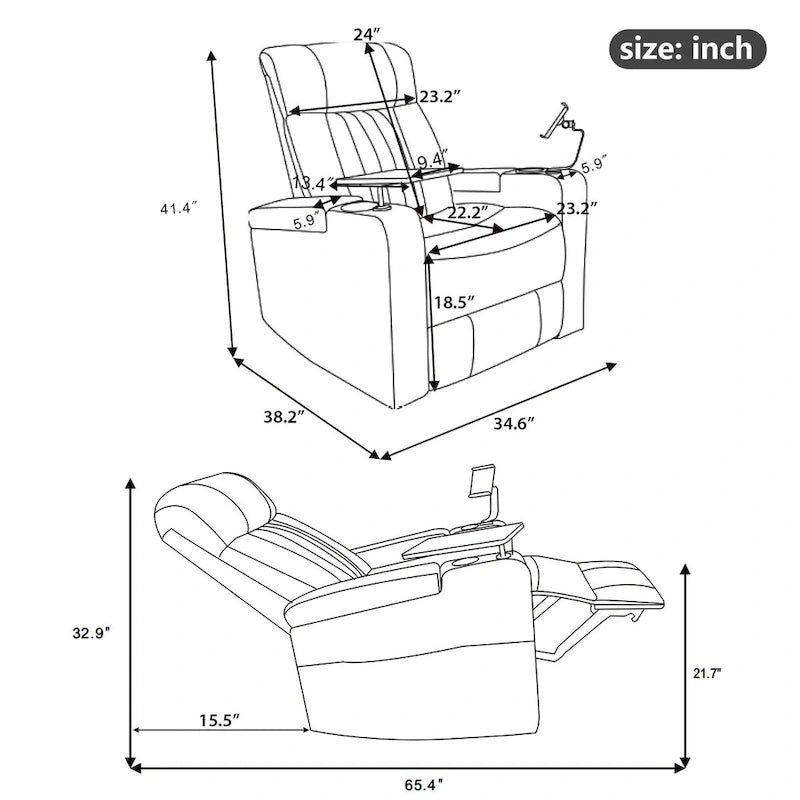 Multifunctional 270 Swivel Home Theater Power Recliner