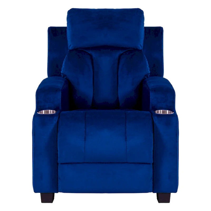 Deluxe Kids Recliner Chair with Footrest Headrest and 2 Cup Holders Microfiber Kids Recliner for Age 3+ Years