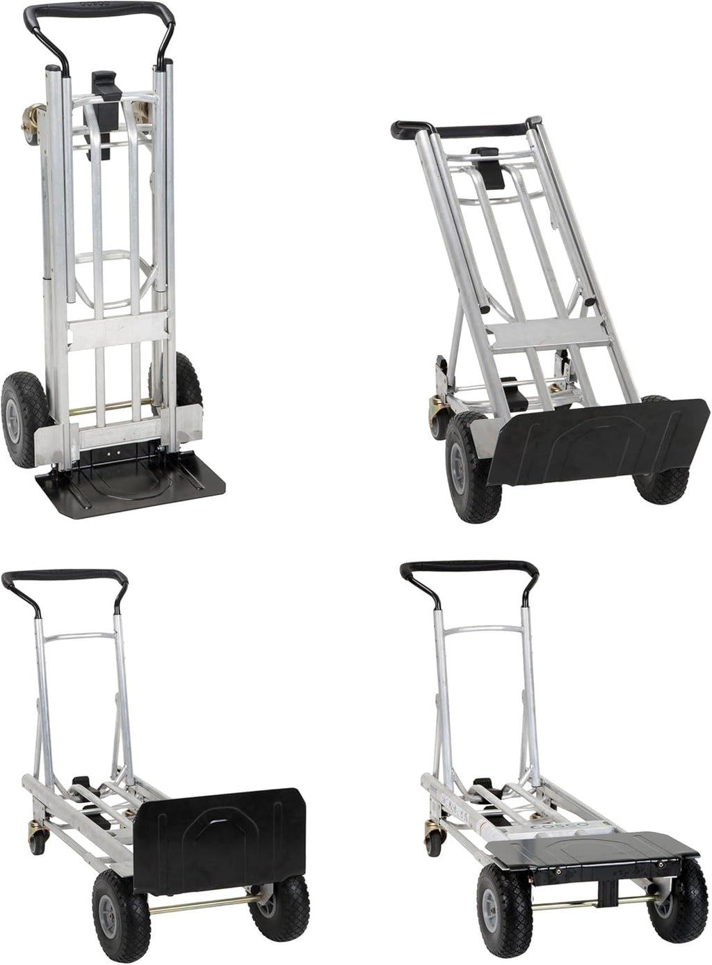 4-in-1 folding hand truck with puncture-proof wheels