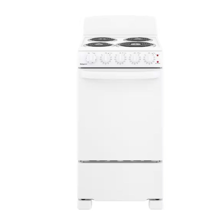 20-inch electric oven with 4 cooking zones, freestanding, in white