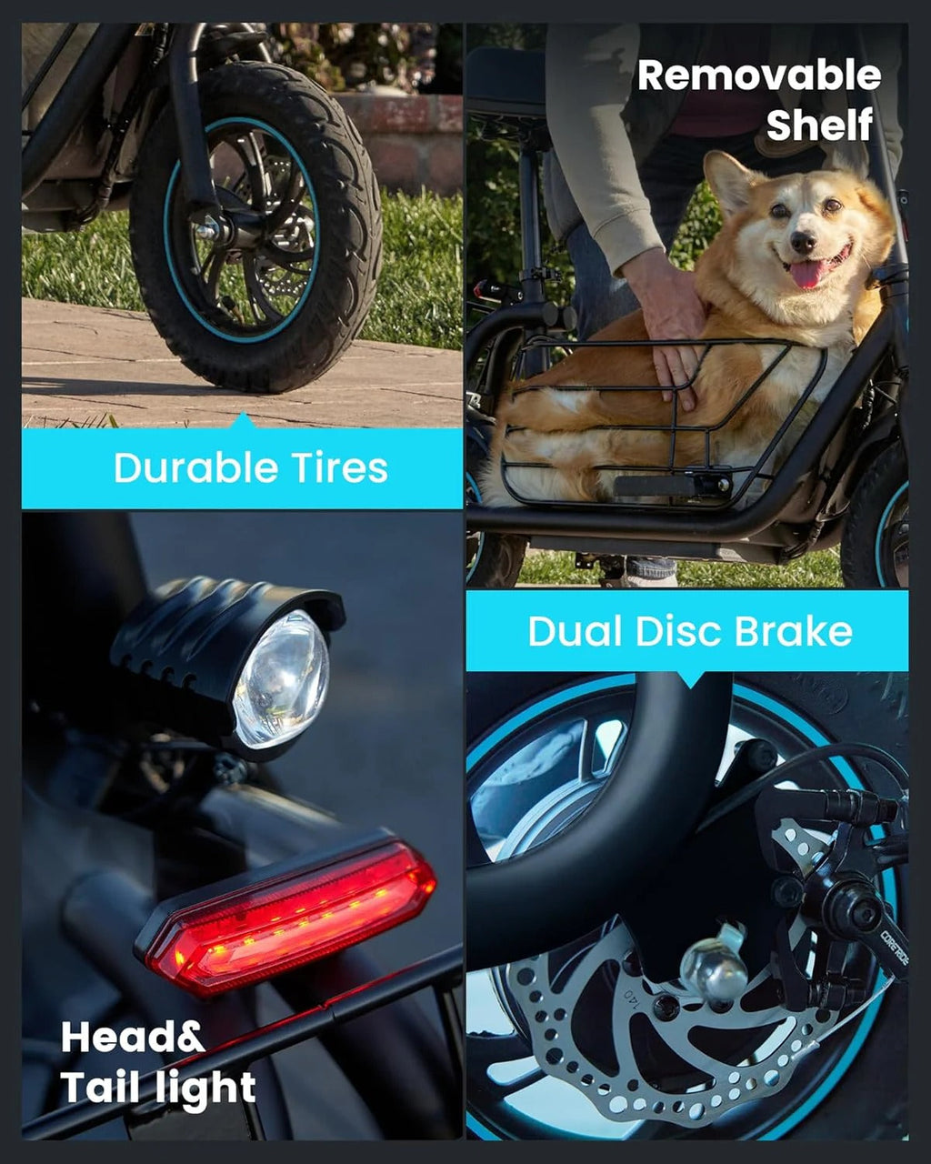Electric scooter for adults with large center basket